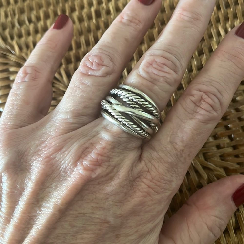 David Yurman ring. Mixed cable and solid design.